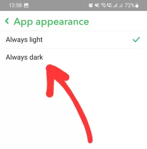 select always dark option