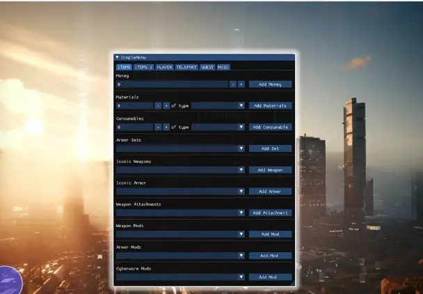 Cyberpunk 2077 Simple Menu