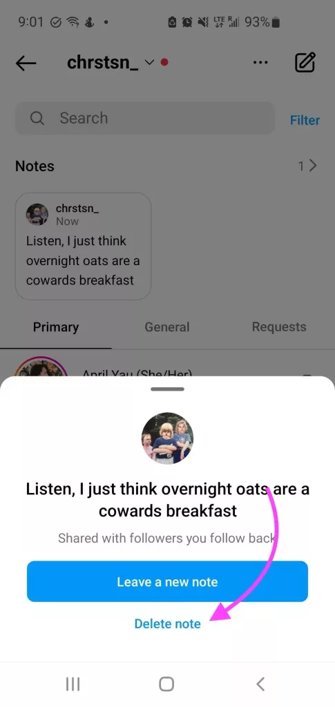 How to Delete an Instagram Note
