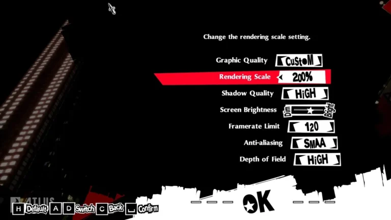 Optimal Rendering Scale for Persona 5